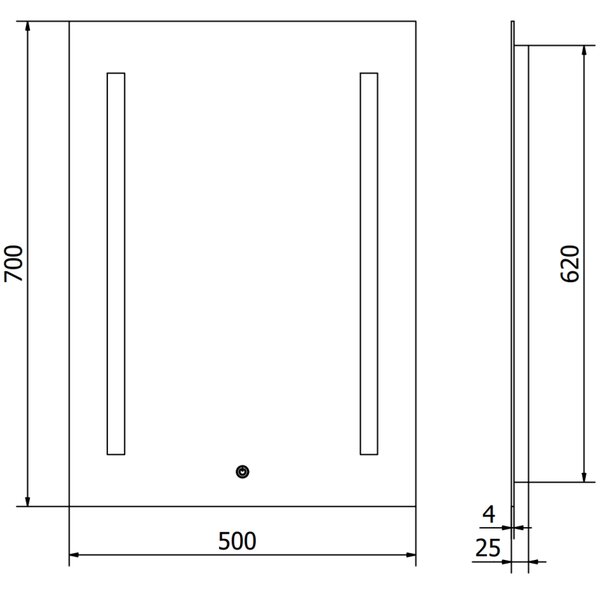 Mexen Remi koupelnové zrcadlo s podsvícením 50 x 70 cm, LED 6000K, proti zamlžení - 9804-050-070-611-00