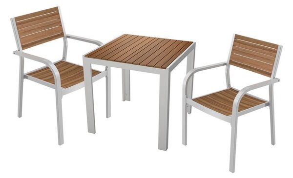 FLORABEST® Sada hliníkového zahradního nábytku s eukalyptovým dřevem, 3dílná (800000160)