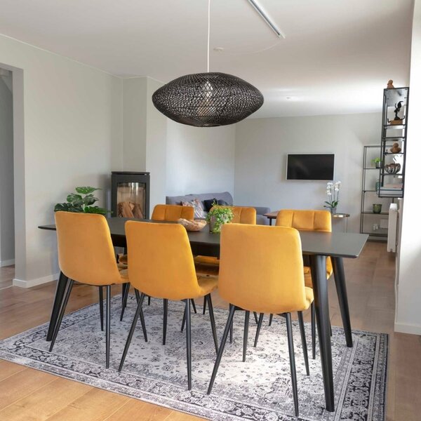 Nordic Living Žlutá sametová jídelní židle Nellie
