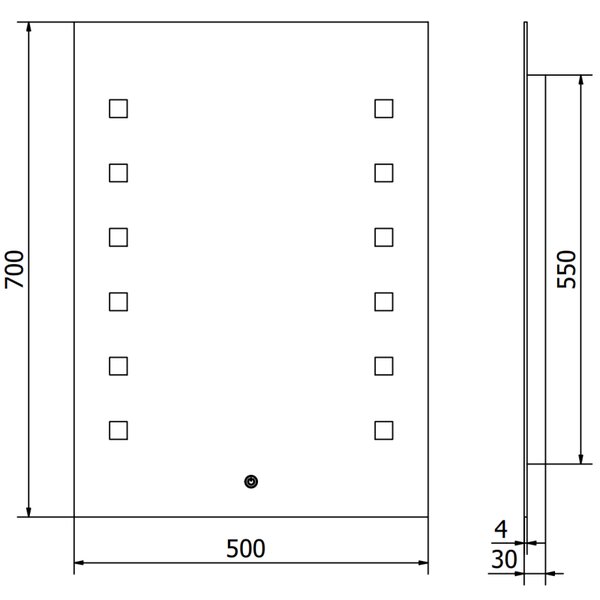 Mexen Ner koupelnové zrcadlo podsvícené 50 x 70 cm, LED 6000K, odmlžování - 9809-050-070-611-00