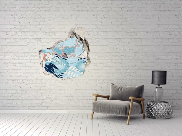 Díra 3D fototapeta nálepka Jeřáb a květiny nd-p-59831388