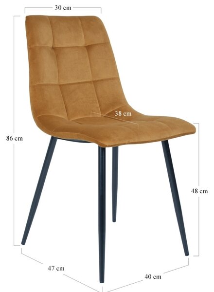 Nordic Living Žlutá sametová jídelní židle Nellie