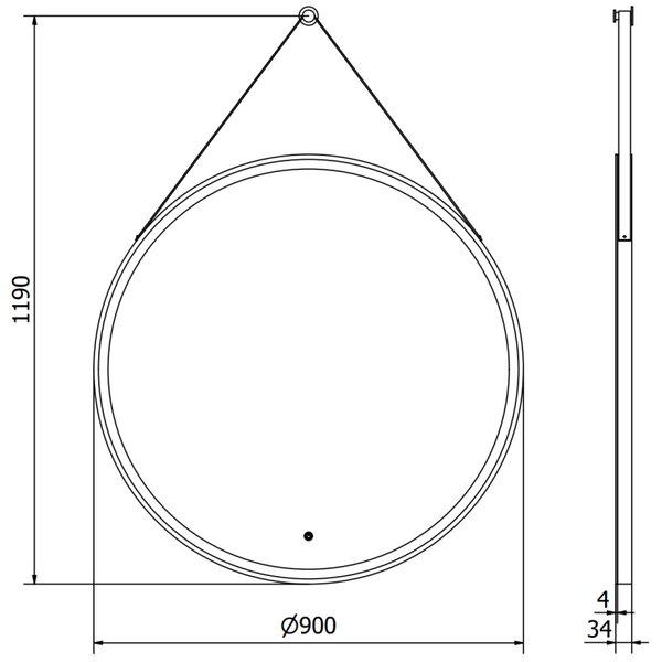 Mexen Reni, kulaté podsvícené koupelnové zrcadlo, 90 cm, LED 6000K, antizapařovací, černý rám - 9812-090-090-611-70
