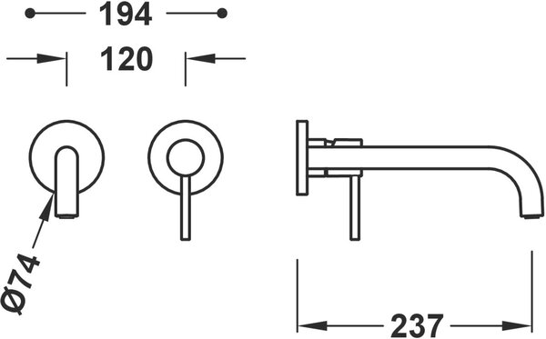 Tres Study umyvadlová baterie pod omítku chrom 26230022