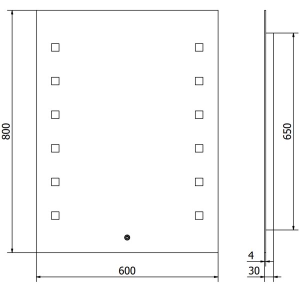Mexen Ner zrcadlo koupelnové podsvícené 60 x 80 cm, LED 6000K, antivlna - 9809-060-080-611-00
