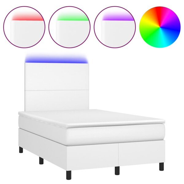 Box spring postel s matrací a LED bílá 120 x 190 cm umělá kůže 3270282