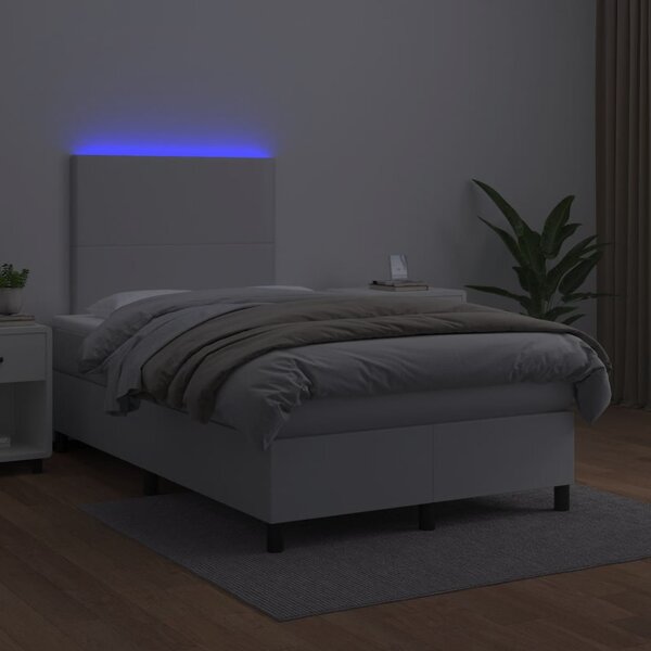 Box spring postel s matrací a LED bílá 120 x 190 cm umělá kůže 3270282
