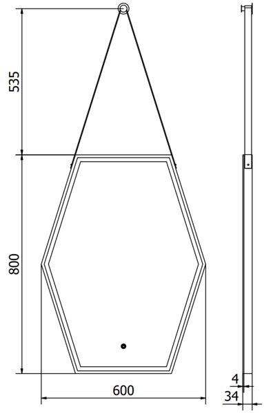 Mexen Orla LED koupelnové zrcadlo, podsvícené 60 x 80 cm, 6000K, proti mlze, černý rám - 9815-060-080-611-70