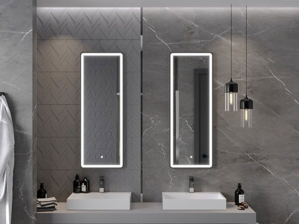 Mexen Coro zrcadlo koupelnové podsvícené 45 x 120 cm, LED 6000K, anti-pára, černý rám - 9817-045-120-611-70