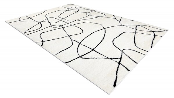 Dywany Łuszczów, Kusový koberec Mode 8522 abstract cream/black, 80x150, bílá, chodba / předsíň