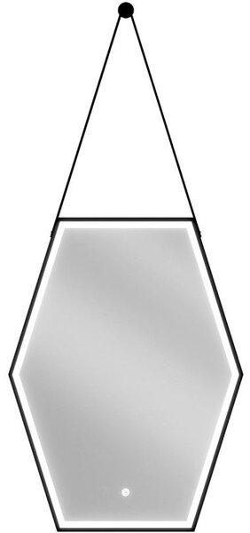 Mexen Orla LED koupelnové zrcadlo, podsvícené 60 x 80 cm, 6000K, proti mlze, černý rám - 9815-060-080-611-70