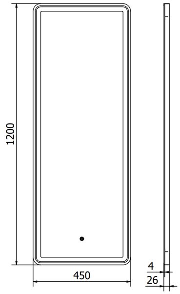 Mexen Coro zrcadlo koupelnové podsvícené 45 x 120 cm, LED 6000K, anti-pára, černý rám - 9817-045-120-611-70