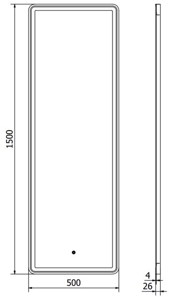 Mexen Coro zrcadlo koupelnové podsvícené 50 x 150 cm, LED 6000K, protimlžící, černý rám - 9817-050-150-611-70