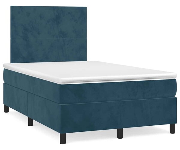 Box spring postel s matrací a LED tmavě modrá 120x190 cm samet 3270303