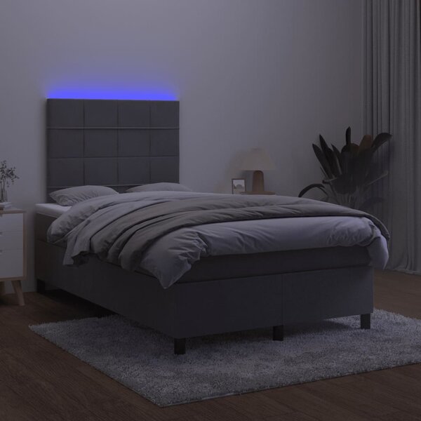 Box spring postel s matrací a LED tmavě šedá 120 x 190 cm samet 3270312