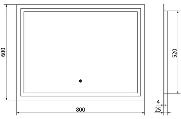 Mexen Miko osvětlené koupelnové zrcadlo 80 x 60 cm, LED 6000K, proti zamlžení - 9819-080-060-611-00