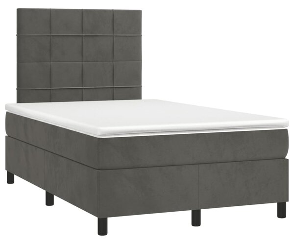 Box spring postel s matrací a LED tmavě šedá 120 x 190 cm samet 3270312