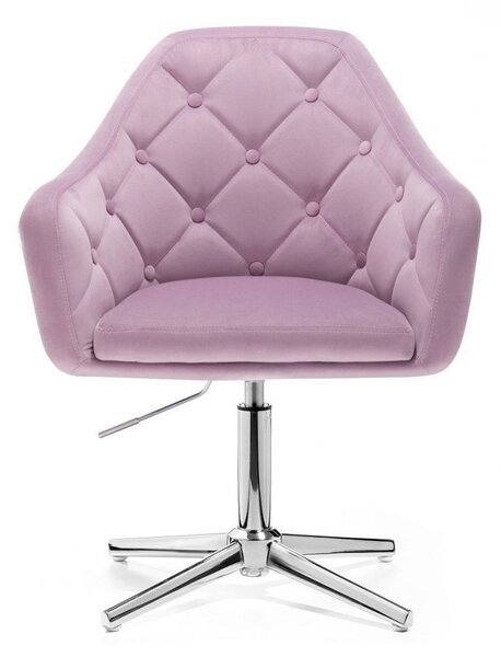 LuxuryForm DESIGN Křeslo ANDORA VELUR na stříbrném kříži - levandule