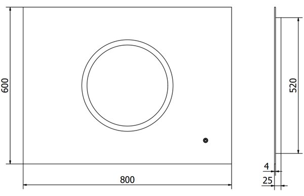 Mexen Koga koupelnové zrcadlo s podsvícením 80 x 60 cm, LED 6000K, anti-mlha - 9821-080-060-611-00