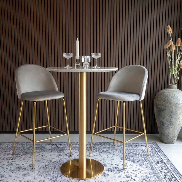 Nordic Living Zlatý mramorový kulatý barový stůl Ascona 70 cm