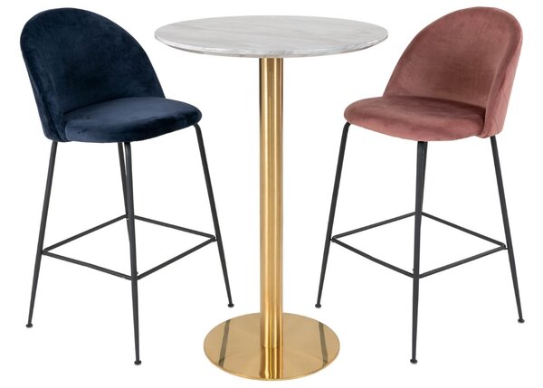 Nordic Living Zlatý mramorový kulatý barový stůl Ascona 70 cm