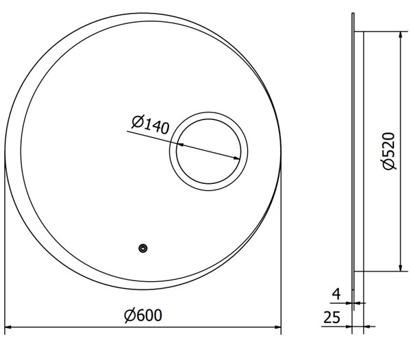 Mexen Ella zrcadlo koupelnové podsvícené s kosmetickým zrcátkem, kulaté 60 cm, LED 6000K, anti-pára - 9811-060-060-611-00