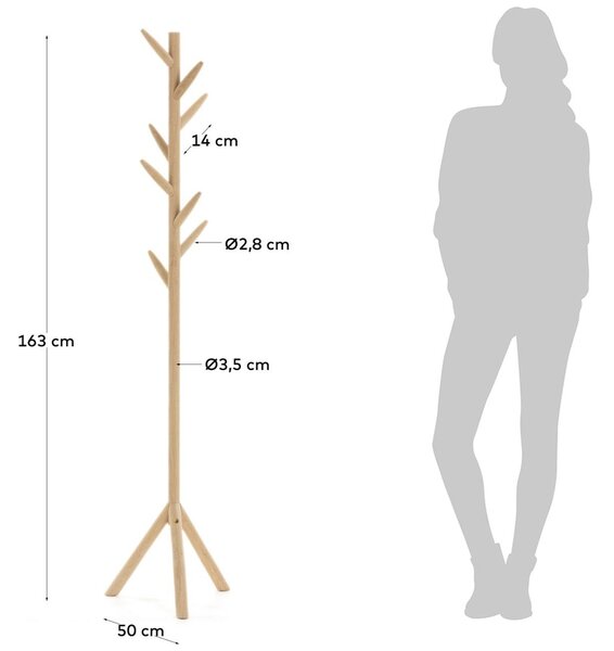 Březový stojací věšák Kave Home Natane 163 cm