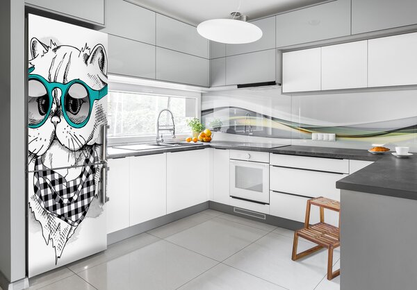 Nálepka fototapeta lednička Kočka brýle FridgeStick-70x190-f-121703839