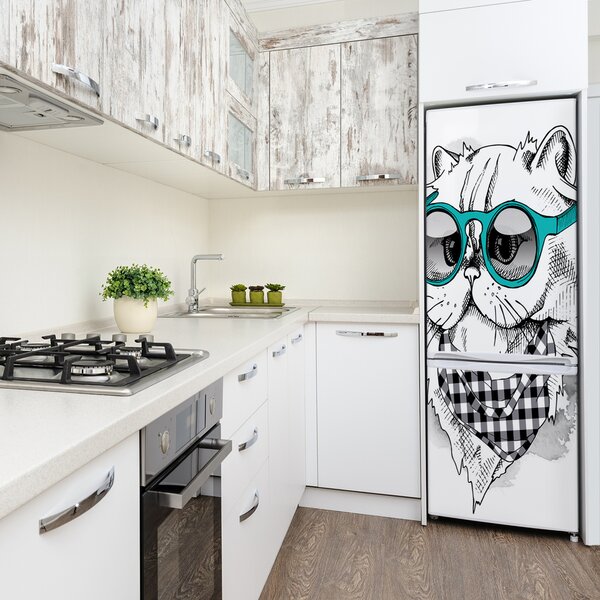 Nálepka fototapeta lednička Kočka brýle FridgeStick-70x190-f-121703839