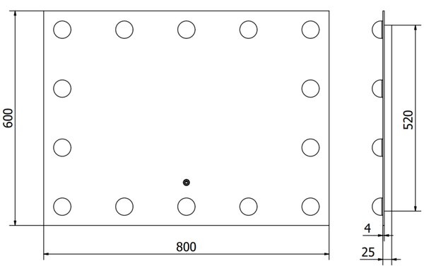 Mexen Dona koupelnové zrcadlo podsvícené 80 x 60 cm, LED 6000K, proti zamlžení - 9818-080-060-611-00