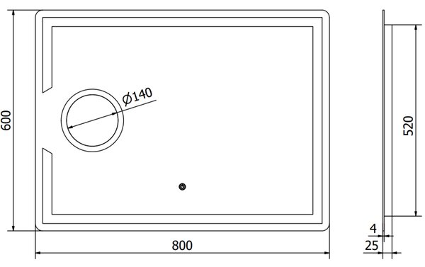 Mexen Onyx podsvícené koupelnové zrcadlo s kosmetickým zrcátkem 80 x 60 cm, LED 6000K, proti mlze - 9813-080-060-611-00