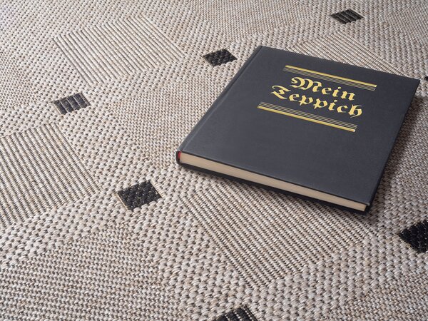 Devos Caby (DC Carpets), Kusový koberec FLOORLUX Silver/Black 20079 – na ven i na doma, 120x170, béžová, chodba / předsíň