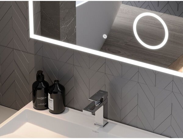 Mexen Kala osvětlené koupelnové zrcadlo s kosmetickým zrcátkem 80 x 60 cm, LED 6000K, proti zamlžování - 9820-080-060-611-00