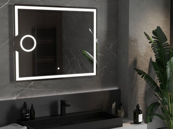 Mexen Onyx koupelnové zrcadlo podsvícené s kosmetickým zrcátkem 100 x 80 cm, LED 6000K, protimlžící - 9813-100-080-611-00