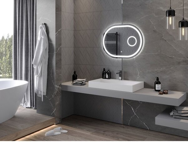 Mexen Umba podsvícené koupelnové zrcadlo s kosmetickým zrcátkem 80 x 60 cm, LED 6000K, proti zamlžování - 9822-080-060-611-00