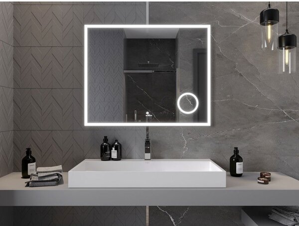 Mexen Kala LED koupelnové zrcadlo s kosmetickým zrcátkem 100 x 80 cm, LED 6000K, proti zamlžení - 9820-100-080-611-00