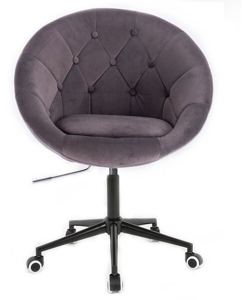 LuxuryForm DESIGN Křeslo VERA VELUR na černé podstavě s kolečky - tmavě šedé