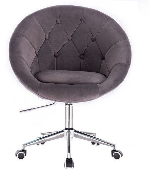 LuxuryForm DESIGN Křeslo VERA VELUR na stříbrné podstavě s kolečky - tmavě šedé