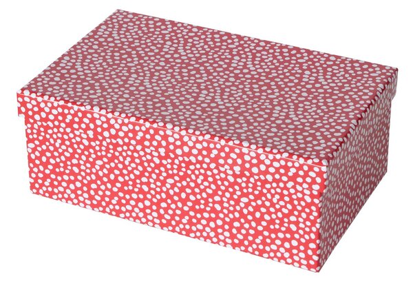 Kartonová krabice červená s puntíky - 21,5 cm
