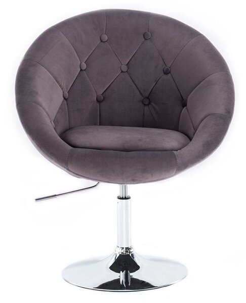 LuxuryForm DESIGN Křeslo VERA VELUR na stříbrném talíři - tmavě šedé