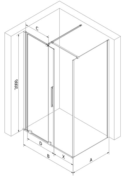 Mexen Velar, sprchový kout s posuvnými dveřmi 90 x 90 cm, 8mm šedé sklo, černá matná, 871-090-090-41-70
