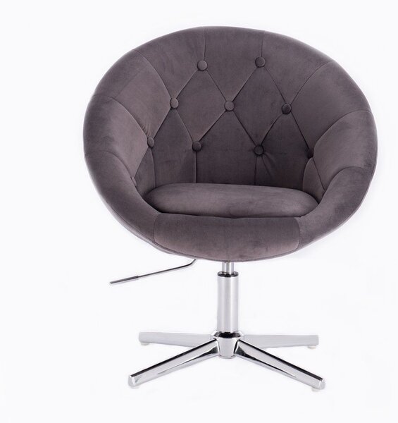 LuxuryForm DESIGN Křeslo VERA VELUR na stříbrném kříži - tmavě šedé