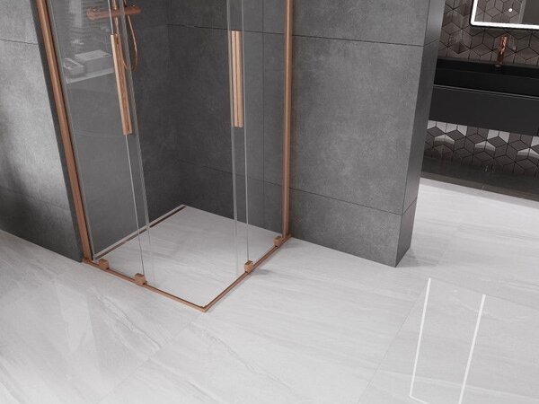 Mexen Velar Duo rozkládací sprchový kout 90 x 90 cm, transparentní, kartáčovaná měď - 871-090-090-02-65