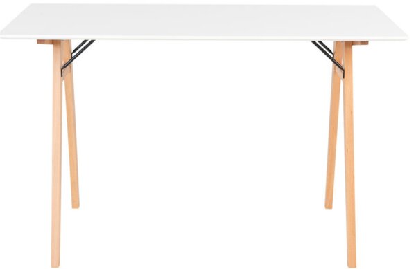 Nordic Living Bílý dřevěný pracovní stůl Vinay 120 cm s přírodní podnoží