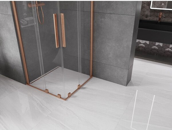 Mexen Velar Duo rozkládací sprchový kout 90 x 90 cm, transparentní, kartáčovaná měď - 871-090-090-02-65