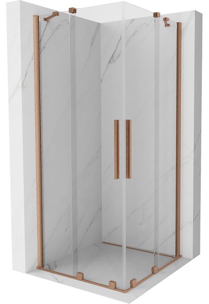 Mexen Velar Duo rozkládací sprchový kout 90 x 90 cm, transparentní, kartáčovaná měď - 871-090-090-02-65