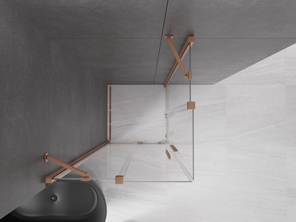 Mexen Velar Duo rozkládací sprchový kout 90 x 90 cm, transparentní, kartáčovaná měď - 871-090-090-02-65