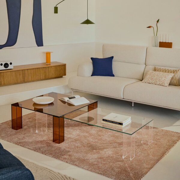 Skleněný konferenční stolek Kave Home Adularia 140 x 60 cm