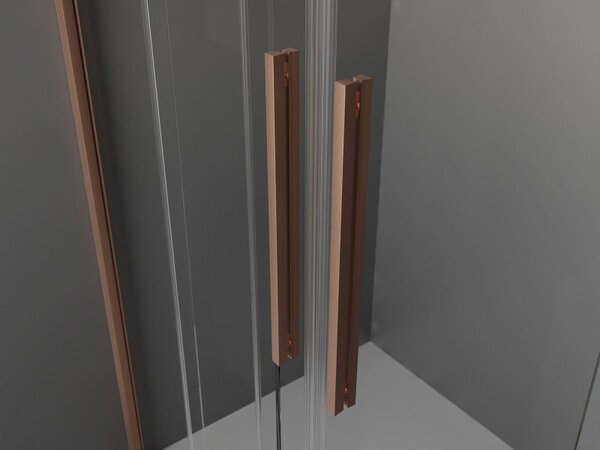 Mexen Velar Duo rozkládací sprchový kout 90 x 90 cm, transparentní, kartáčovaná měď - 871-090-090-02-65