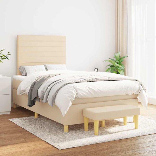 Box spring postel s matrací krémová 120x190 cm textil 3270416